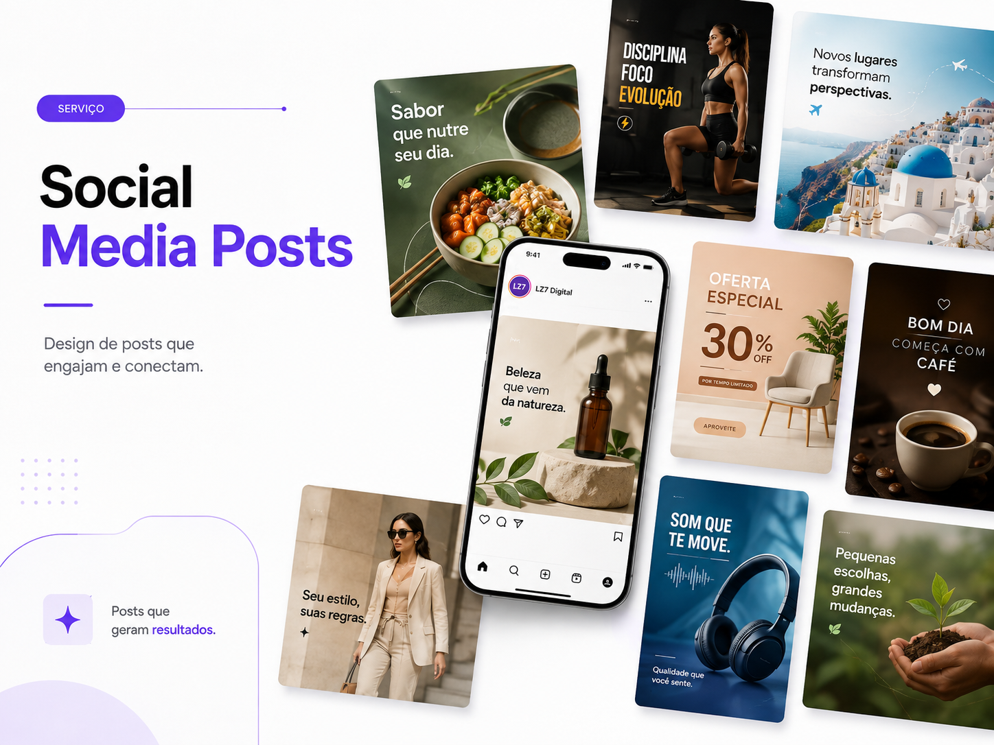 Exemplo de post para redes sociais criado pelo LZ7 Digital