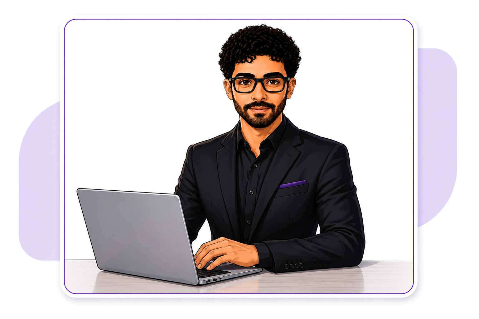 Avatar ilustrado de Luiz Henrique trabalhando em um notebook